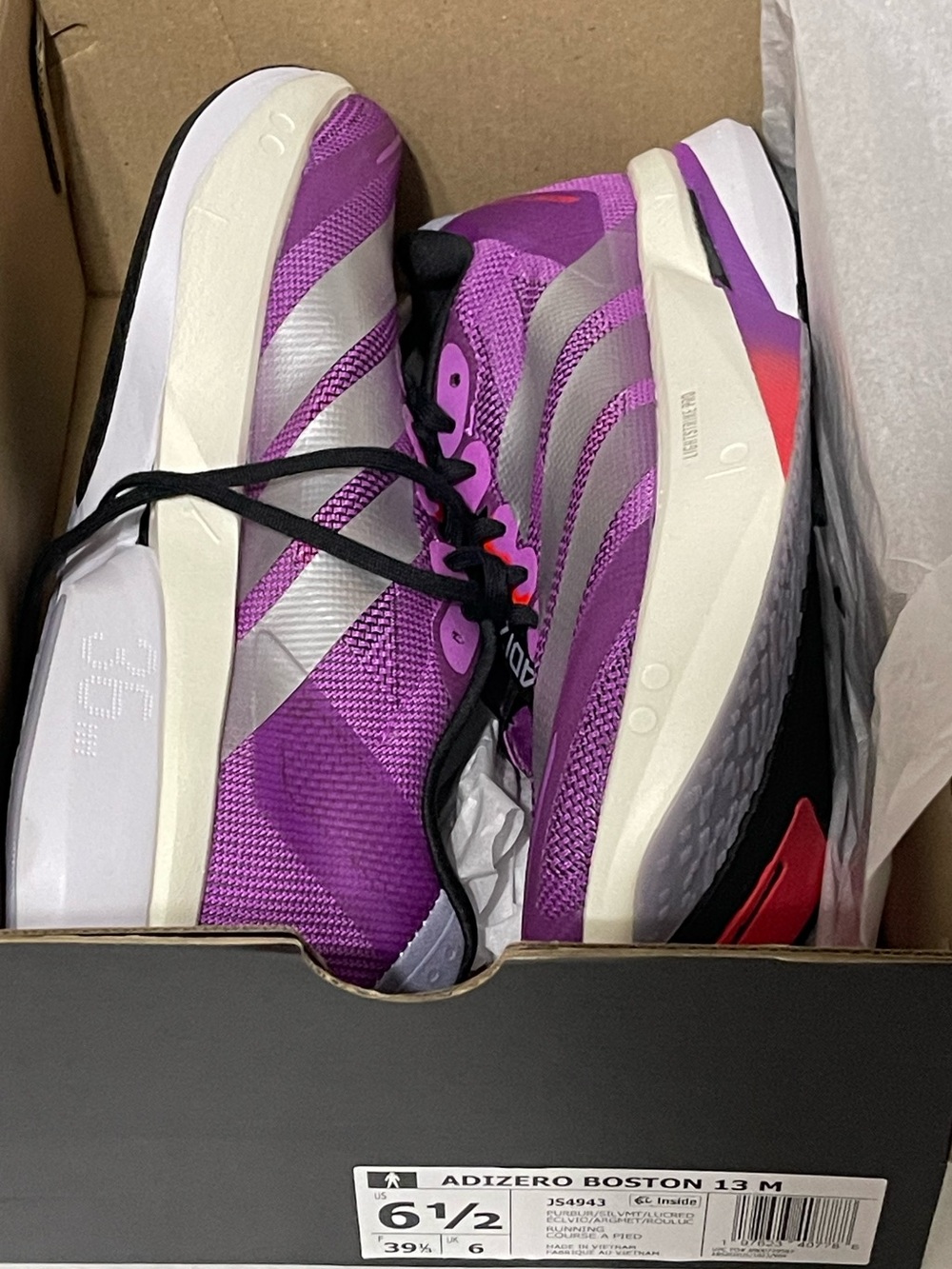 Adidas Adizero Boston 13 - M6.5/W7.5 - Purple Burst/Silver Metallic - NIB